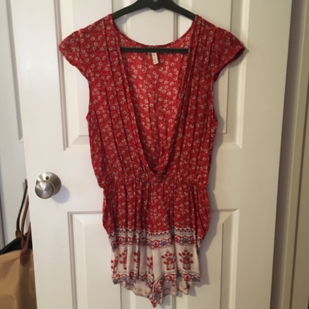 Raga Red Floral Romper